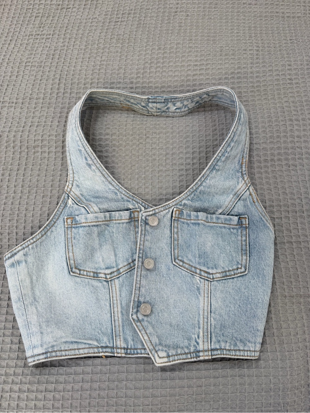 PINK Victoria's Secret Light Blue Denim Crop Vest